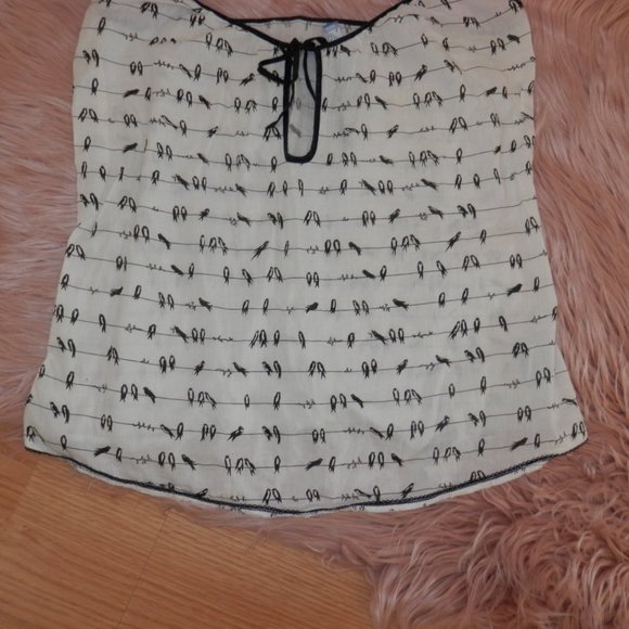 Fleurette Size Small Bird On Wire Print Tank Top - Picture 3 of 8